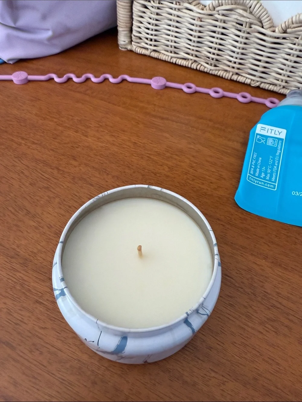 capri BLUE Volcano Fragranced Candle - White with Blue Accents